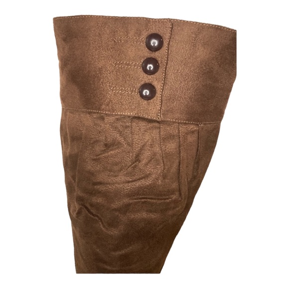 PIERRE DUMAS “Elvis 1” Chocolate Brown Suede High Heel Pointed Toe Tall Boots,8M - Picture 9 of 13